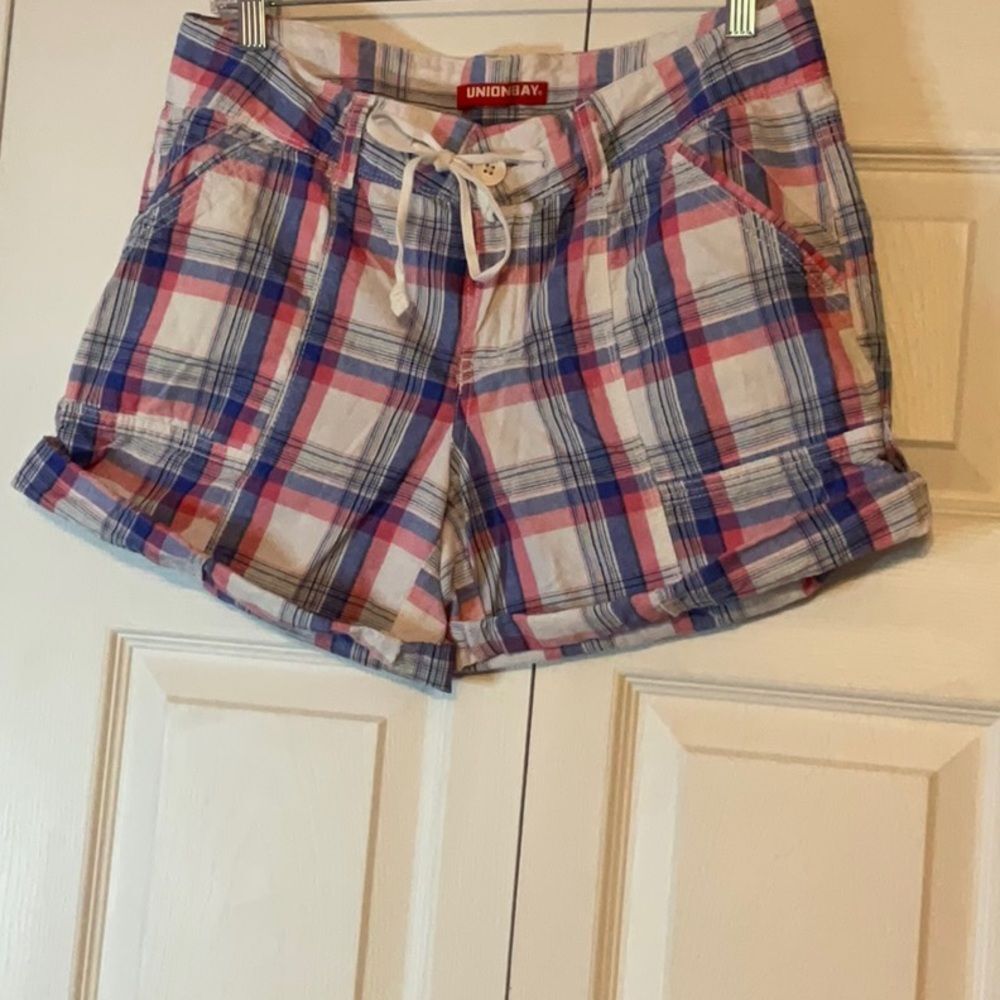 Union Bay Unionbay Pink White Blue‎ Plaid Shorts Size 11
